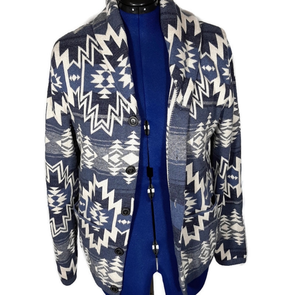 Lucky Brand unisex Cardigan Aztec Sz M Sweater